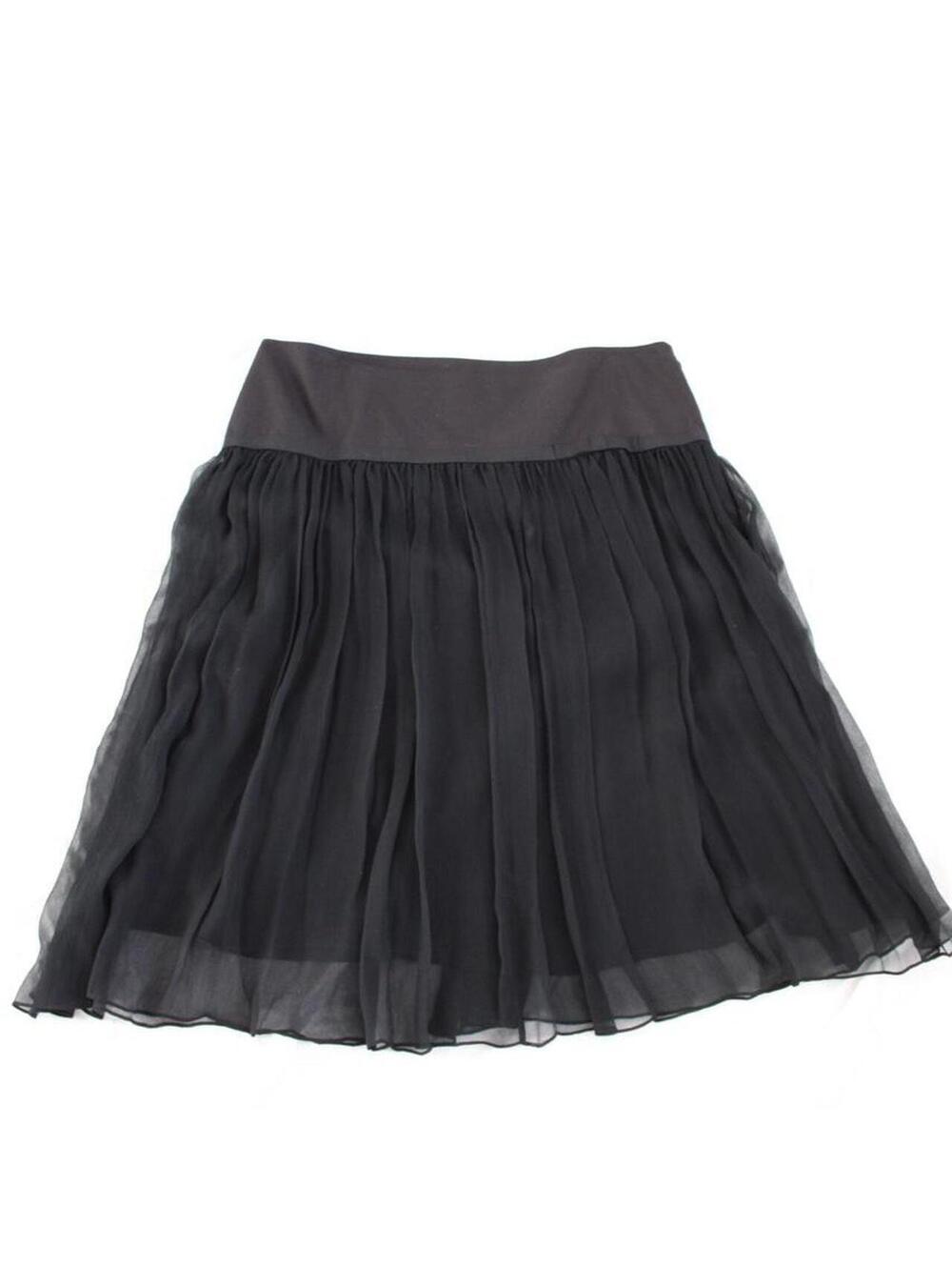 Vintage context Black 100% silk pleated skirt. Size 14